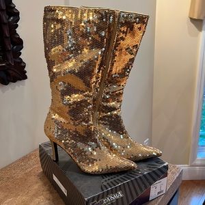 sequined boots, inside zipper